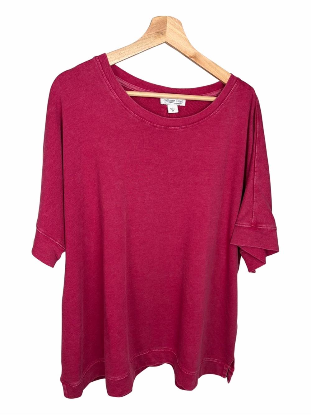 Coldwater Creek 2X Pink Mineral Wash Sweatshirt Top Short Sleeve Relaxed Fit - Picture 2 of 10